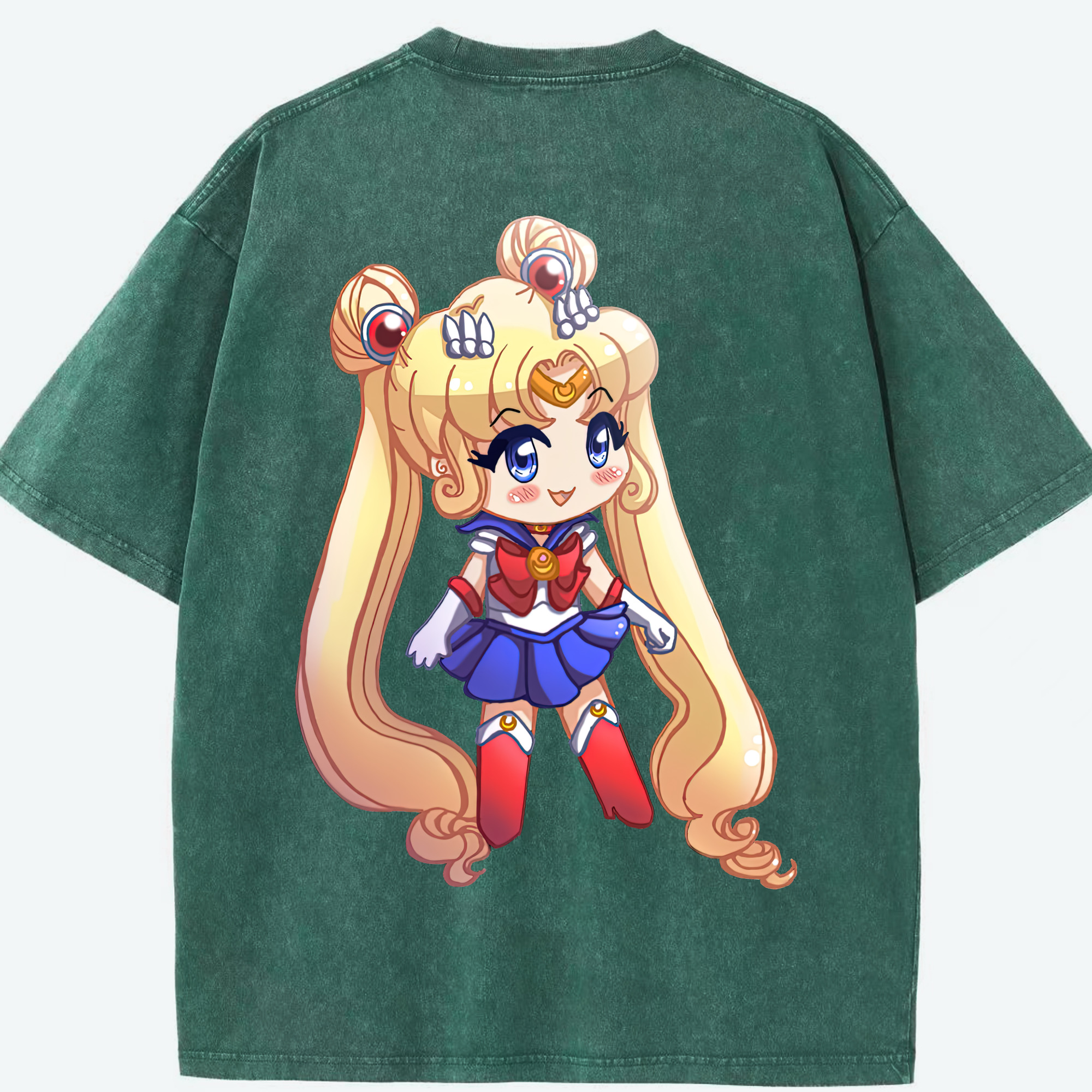 （画像用） 美少女戦士セーラームーン 月野 うさぎ つきの うさぎ Sailor Moon Tsukino Usagi 綿100% ヴィンテージ風 半袖Tシャツ（背面プリント）